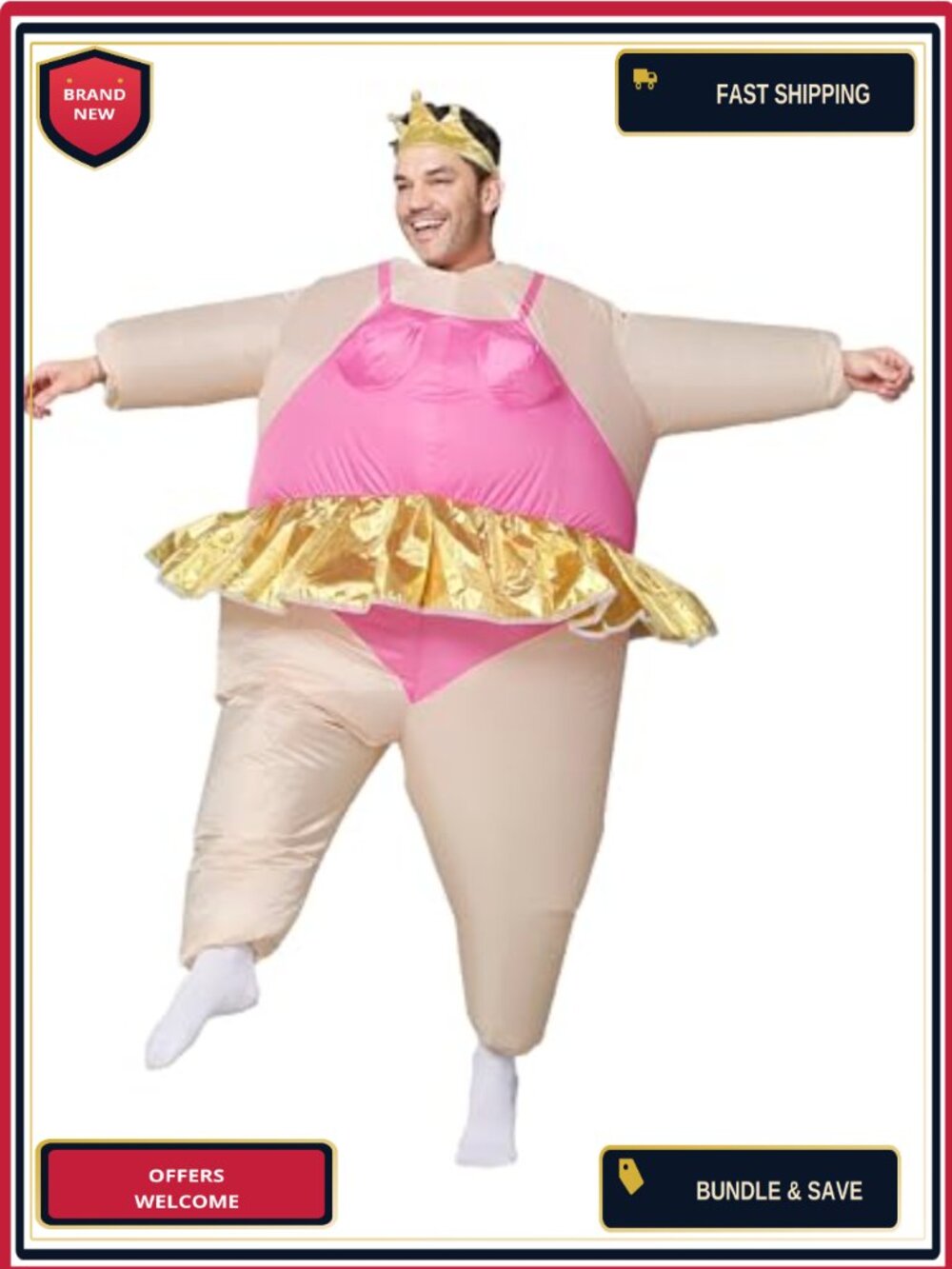 Adult Inflatable Ballerina Costume Blow Up Funny Halloween Fancy Dress